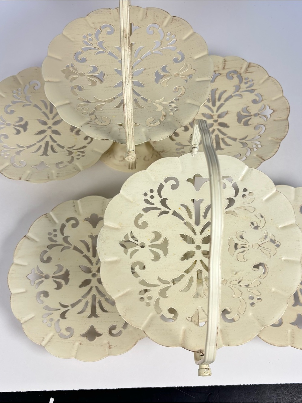 Vintage Cottage Dessert Trays Set of 2 Foldable 3 Tier Cupcake Display